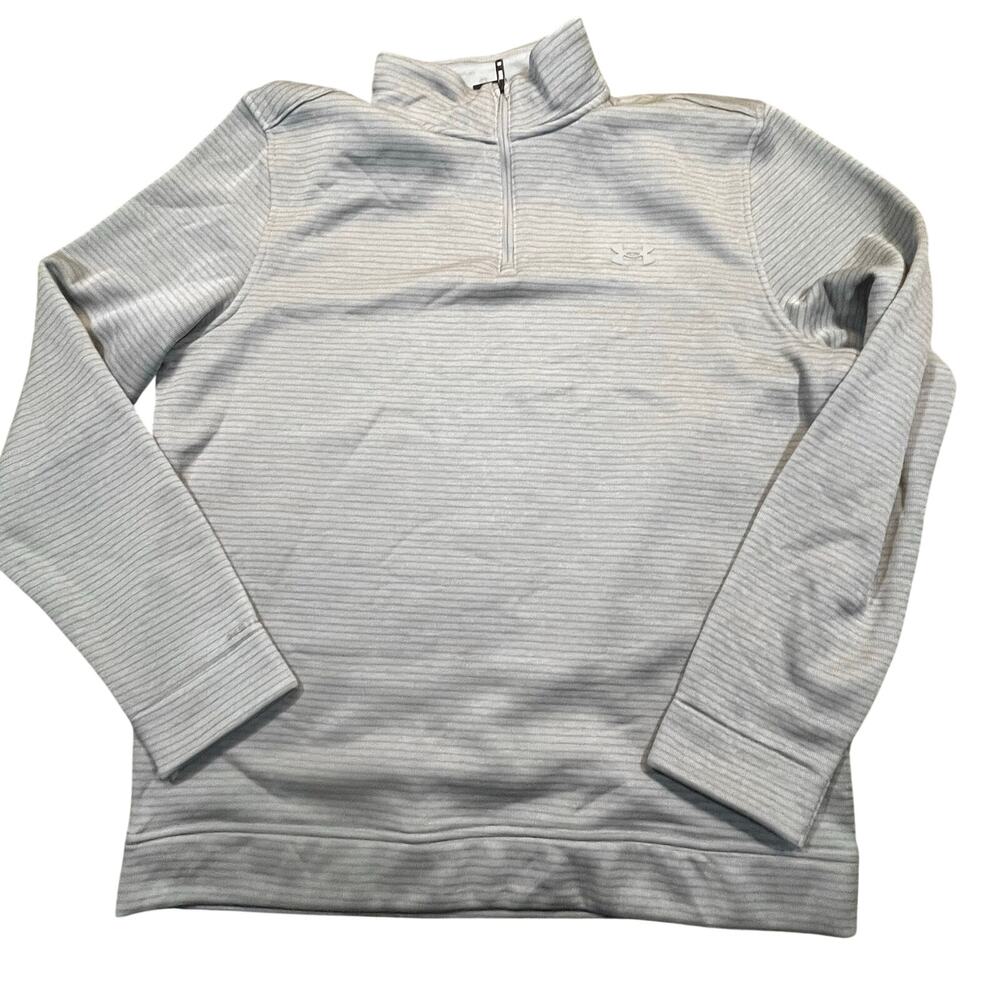 Under Armour Storm Golf 1/4 Zip Pullover Beige Mens Large Sweater Ribbed